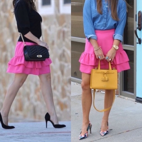 J. Crew Dresses & Skirts - J. Crew Pink Tiered Ruffles Wool Skirt 6 P